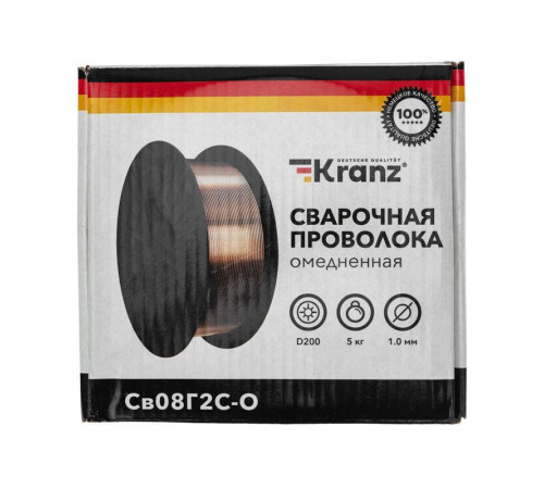 Проволока сварочная омедненная Св08Г2С-О (ER70S-6; SG2) 5кг 1.0мм D200 Kranz KR-11-0982-5