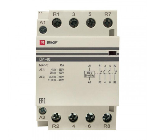 Контактор модульный КМ 40А 2NО+2NC (3 мод.) PROxima EKF km-3-40-22