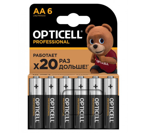 Элемент питания алкалиновый AA/LR6 (блист. 6шт) Professional Opticell 5052003