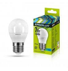 Лампа светодиодная LED-G45-7W-E27-4500K 172-265В "Шар" Ergolux 12145