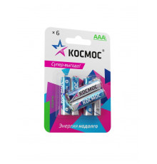 Элемент питания алкалиновый AAA/LR03 BP-6 (блист.6шт) КОСМОС KOCLR03BL6