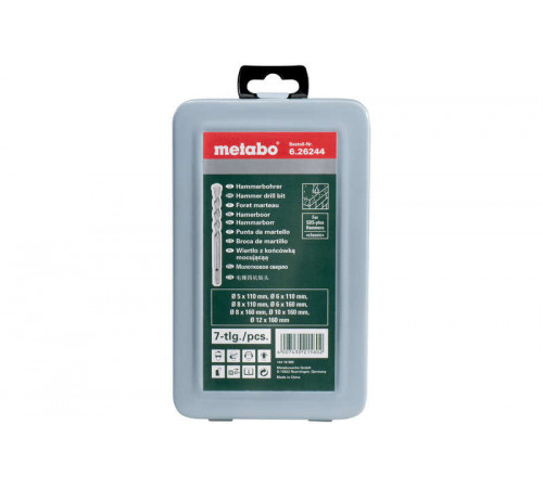 Набор 7 буров SDS-plus Classic р-р5 6 8 6 8 10 12 (уп.7шт) Metabo 626244000