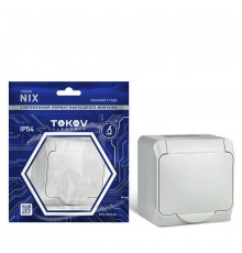 Розетка 1-м ОП Nix 16А IP54 250В с заземл. с крышкой сер. TOKOV ELECTRIC TKE-NX-R1Z-C06-IP54