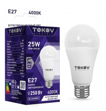 Лампа светодиодная 25Вт А60 4000К Е27 176-264В TOKOV ELECTRIC TKE-A60-E27-25-4K