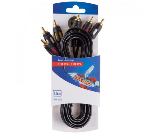 Шнур 3RCA - 3RCA 1.5м (GOLD) блист. Rexant 06-3050