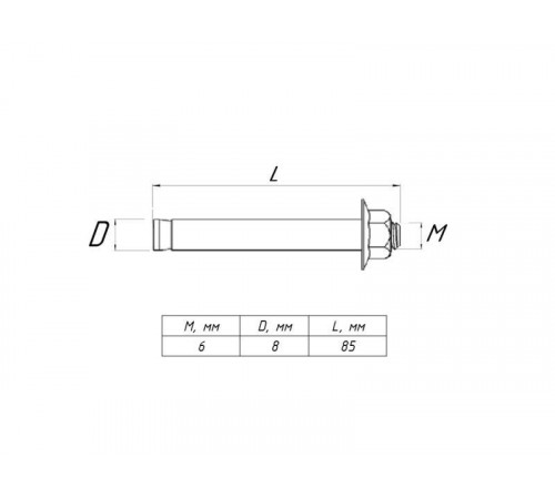 Болт анкерный с гайкой М6/8х85 EKF abgm8x85