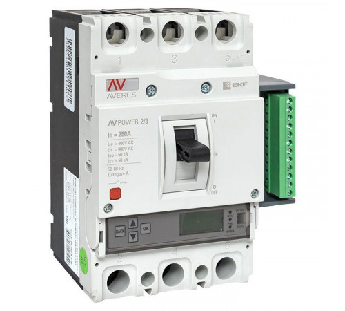 Выключатель автоматический 3п 250А 50кА AV POWER-2/3 ETU6.2 AVERES EKF mccb-23-250-6.2-av