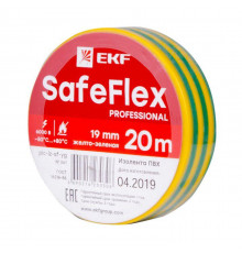 Изолента ПВХ 19мм (рул.20м) желт./зел. SafeFlex EKF plc-iz-sf-yg