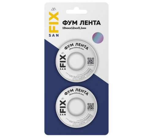 Лента ФУМ 19х0.1х12000х0.3г/куб.см 55/25мм (блистер 2шт) SANFIX RTP 41217