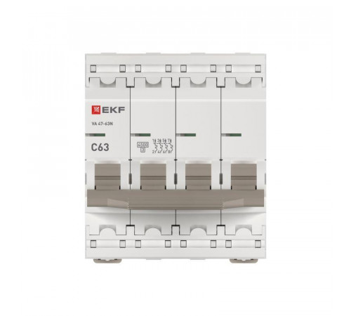 Выключатель автоматический модульный 4п 63А C 4.5кА ВА 47-63N PROxima EKF M634463C
