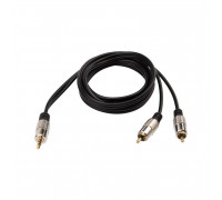 Шнур 3.5 Stereo Plug - 2RCA Plug 1.5м (GOLD) металл Rexant 17-4222