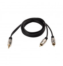 Шнур 3.5 Stereo Plug - 2RCA Plug 1.5м (GOLD) металл Rexant 17-4222