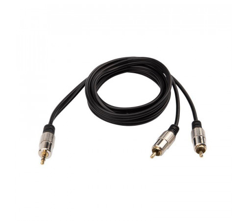 Шнур 3.5 Stereo Plug - 2RCA Plug 1.5м (GOLD) металл Rexant 17-4222