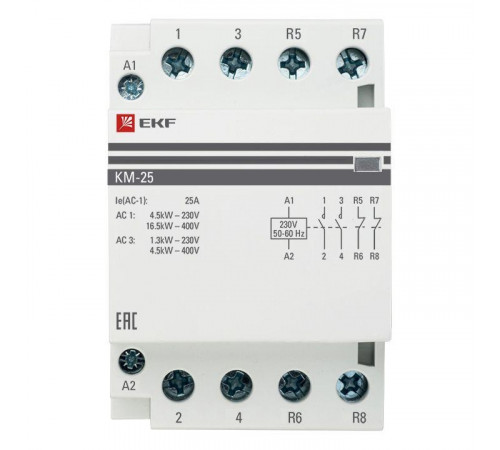 Контактор модульный КМ 25А 2NО+2NC (3 мод.) PROxima EKF km-3-25-22