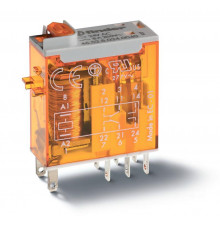 Реле миниатюрное промышленное электромеханич. монтаж в розетку или наконечники Faston (2.5х0.5мм) 2CO 8А AgNi 24В DC влагозащ. RTII опции: кнопка тест + мех. индикатор + диод + LED(DC неполяризов.) FINDER 465290240074