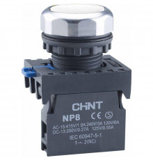 Кнопка управления NP8-20BND/1 подствет. самовозв. AC110-230В(LED) 2НО IP65 (R) бел. CHINT 667642